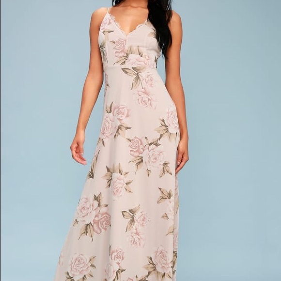 taupe floral maxi dress